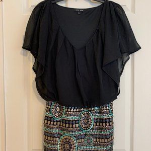 black and sequinned dress